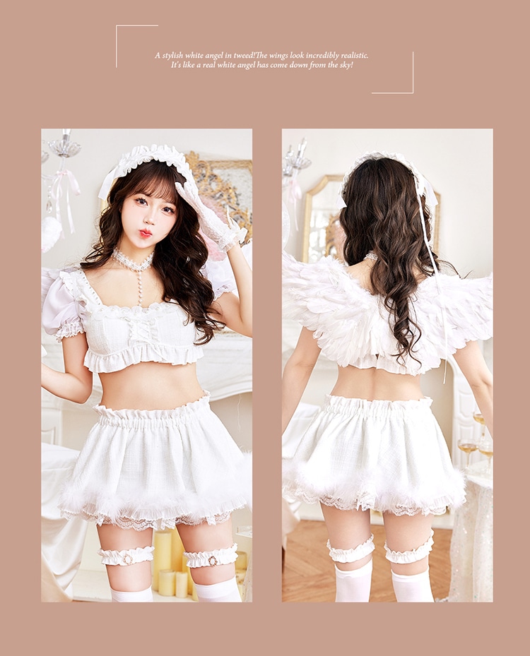 【即日発送】エレガンスツイードホワイトエンジェル《ハロウィンコスプレ7点セット》【Malymoon/マリームーン】【9999-2】