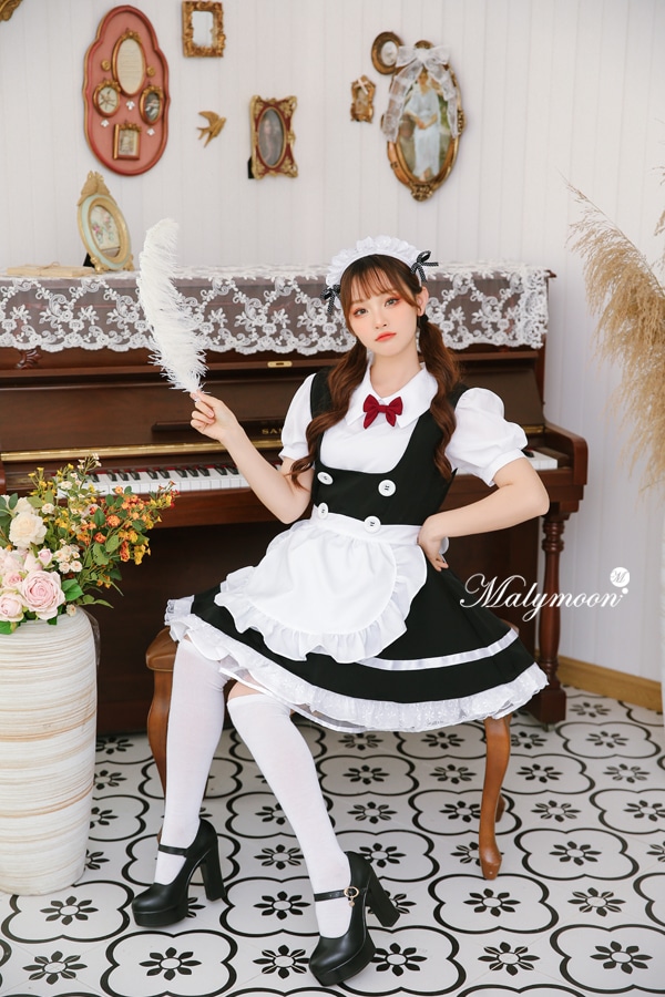 【取り寄せ】【レビュー投稿で白ニーハイプレゼント】完全受注オーダー高級メイド服《かわいいコスプレ3点セット》【odrm8154】