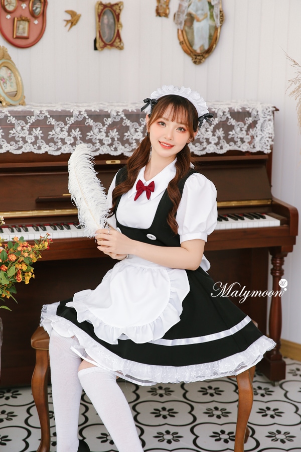 【取り寄せ】【レビュー投稿で白ニーハイプレゼント】完全受注オーダー高級メイド服《かわいいコスプレ3点セット》【odrm8154】