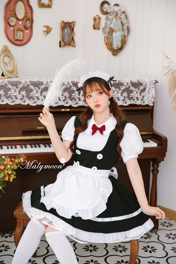 【取り寄せ】【レビュー投稿で白ニーハイプレゼント】完全受注オーダー高級メイド服《かわいいコスプレ3点セット》【odrm8154】