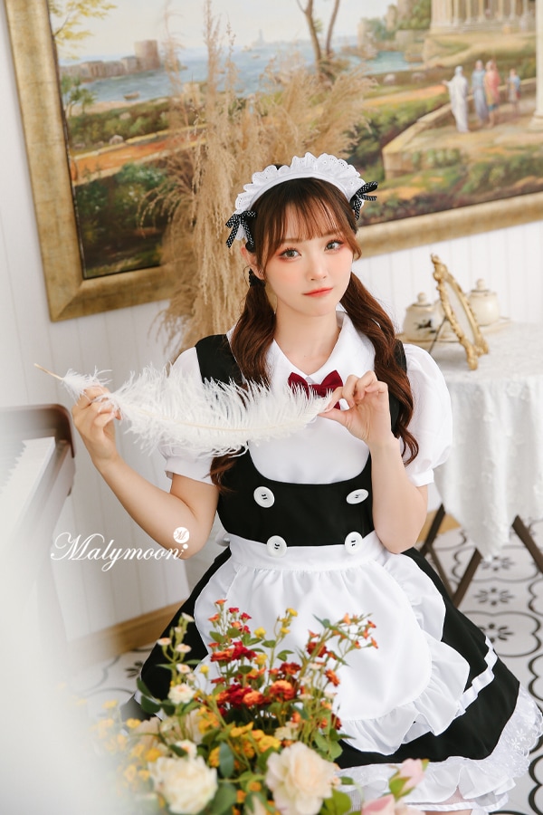 【取り寄せ】【レビュー投稿で白ニーハイプレゼント】完全受注オーダー高級メイド服《かわいいコスプレ3点セット》【odrm8154】