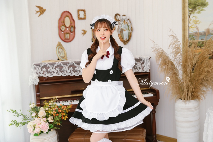 【取り寄せ】【レビュー投稿で白ニーハイプレゼント】完全受注オーダー高級メイド服《かわいいコスプレ3点セット》【odrm8154】