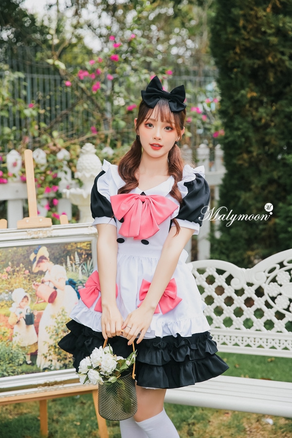 【取り寄せ】【レビュー投稿で白ニーハイプレゼント】完全受注オーダー高級メイド服《かわいいコスプレ3点セット》【odrm8155】