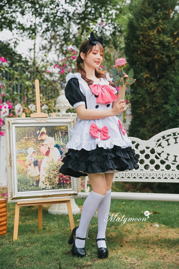 【取り寄せ】【レビュー投稿で白ニーハイプレゼント】完全受注オーダー高級メイド服《かわいいコスプレ3点セット》【odrm8155】