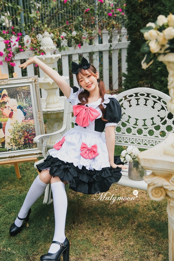 【取り寄せ】【レビュー投稿で白ニーハイプレゼント】完全受注オーダー高級メイド服《かわいいコスプレ3点セット》【odrm8155】