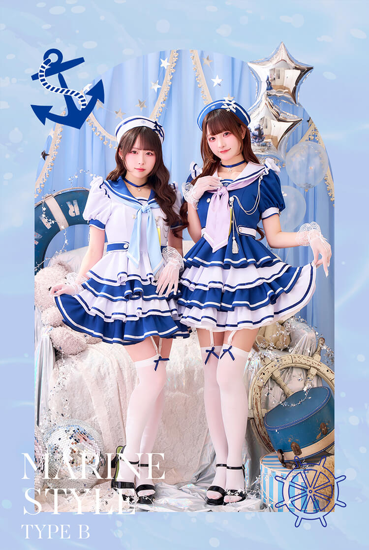 一部予約】【きゅるりんってしてみて着用】アイドルマリンドレス