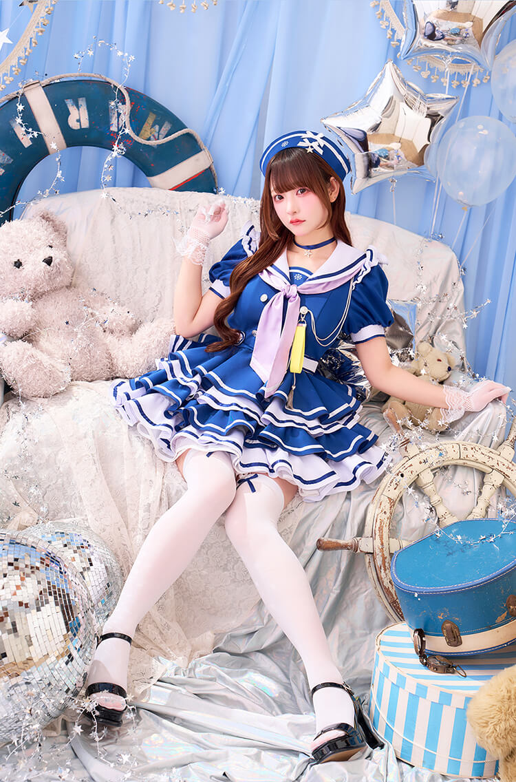 一部予約】【きゅるりんってしてみて着用】アイドルマリンドレス