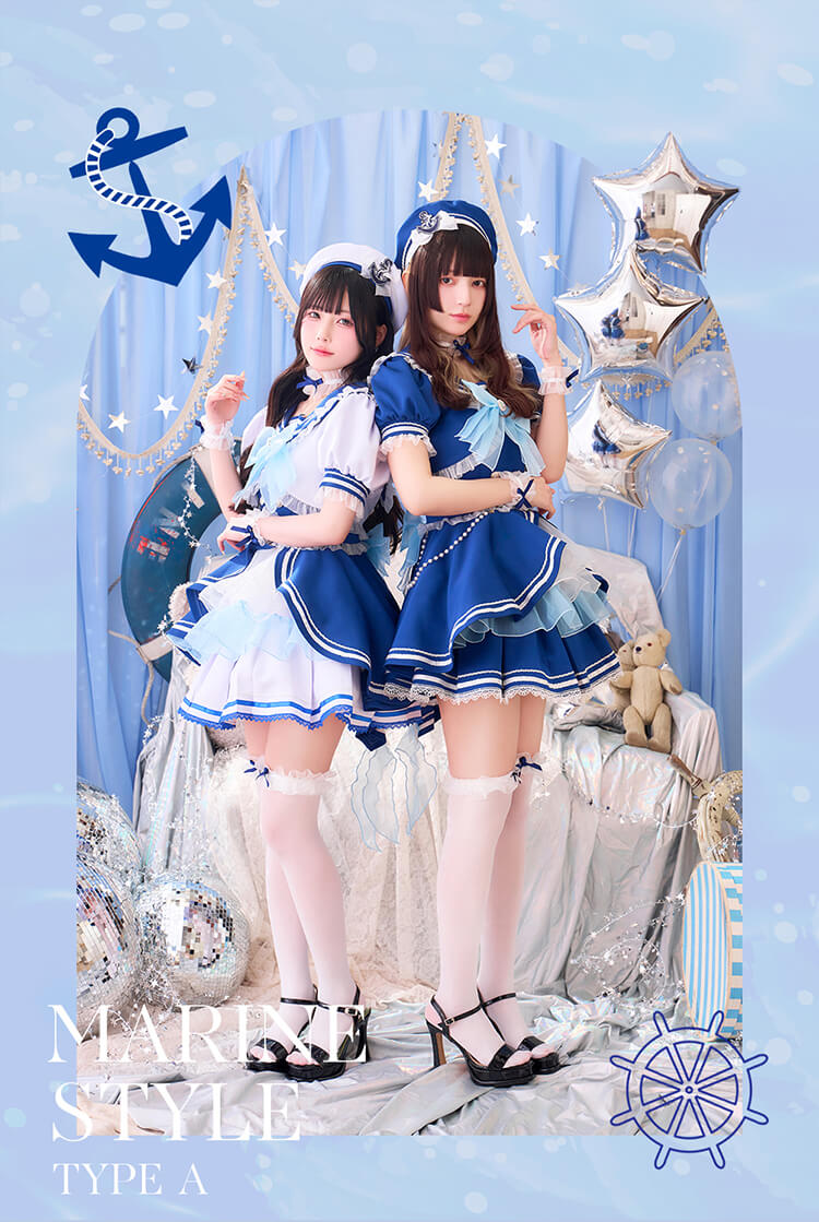 一部予約】【きゅるりんってしてみて着用】アイドルマリンドレス