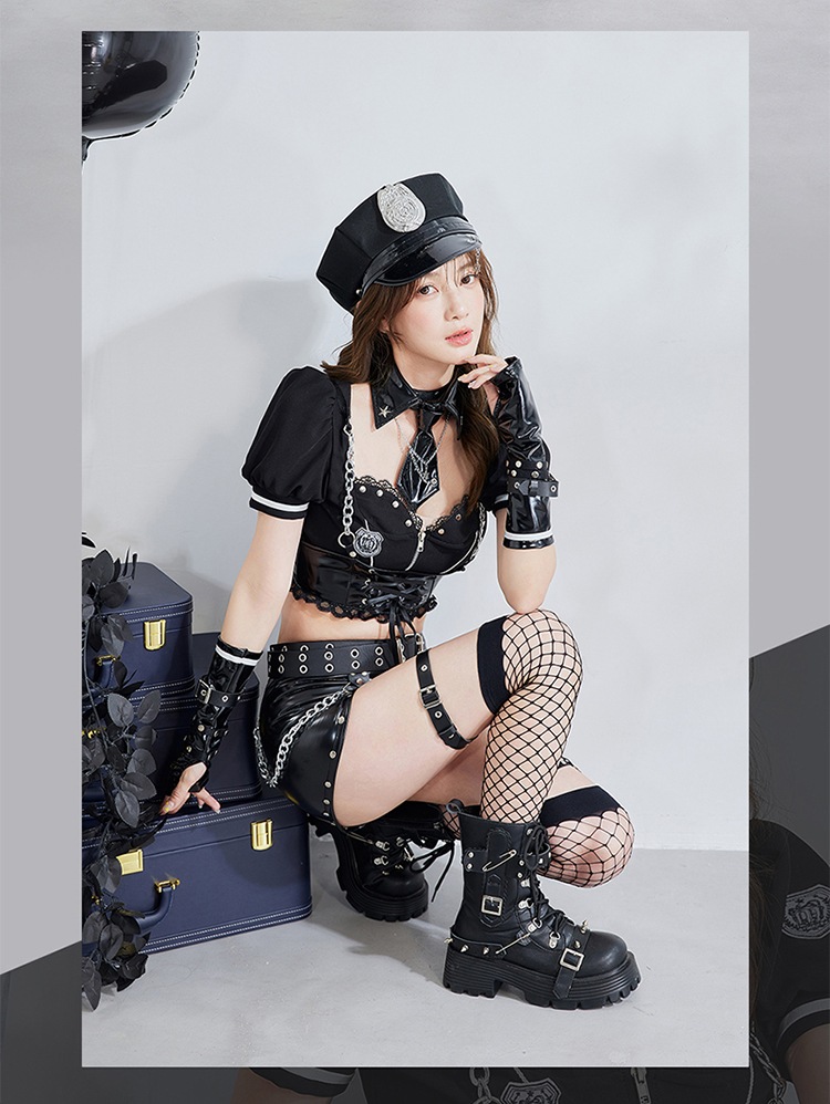 訳あり※】【即納】スタッズコードレザーポリス《ハロウィンコスプレ11