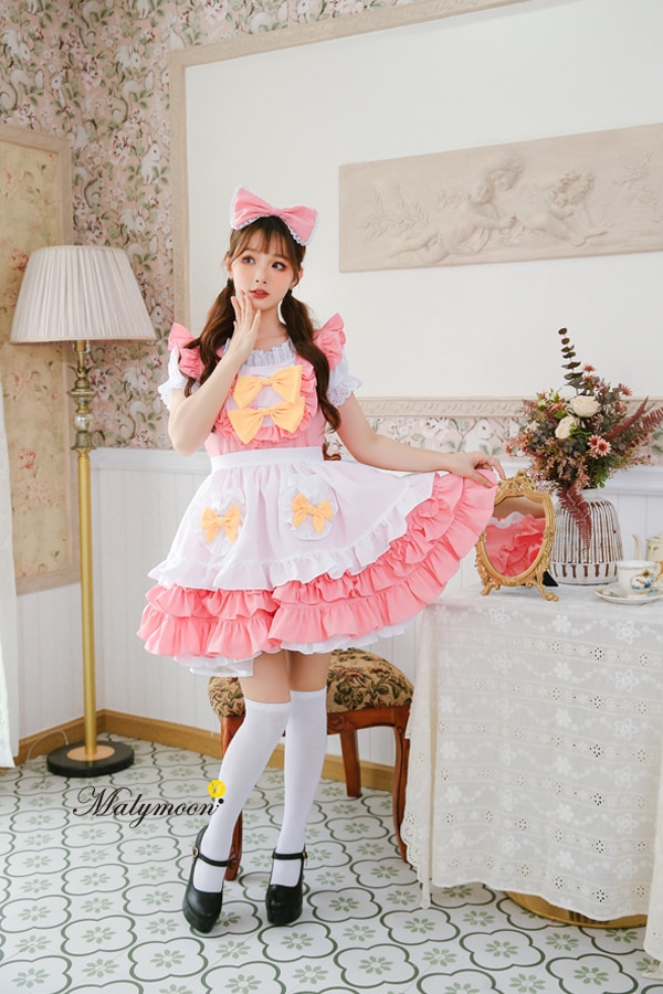 【取り寄せ】【レビュー投稿で白ニーハイプレゼント】完全受注オーダー高級メイド服《かわいいコスプレ3点セット》【odrm8157】