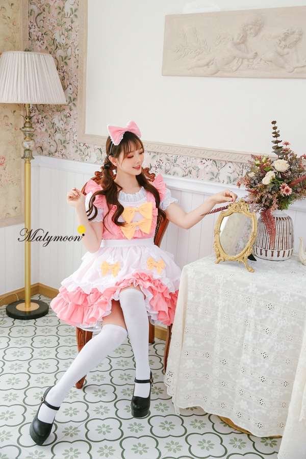 【取り寄せ】【レビュー投稿で白ニーハイプレゼント】完全受注オーダー高級メイド服《かわいいコスプレ3点セット》【odrm8157】