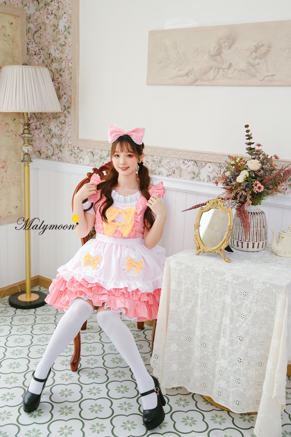 【取り寄せ】【レビュー投稿で白ニーハイプレゼント】完全受注オーダー高級メイド服《かわいいコスプレ3点セット》【odrm8157】