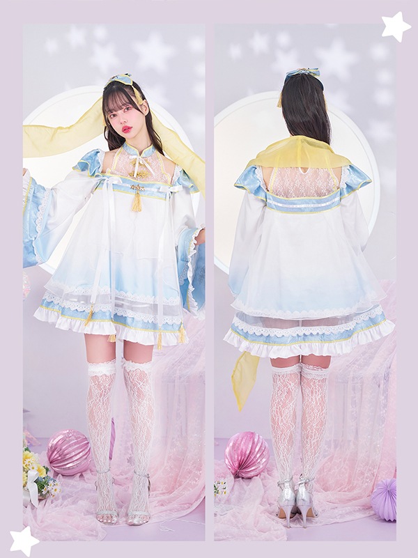 【即日発送】【中村里砂着用】ジュエルブルームーン織姫ドレス《ハロウィンコスプレ4点セット》【Malymoon/マリームーン】【s9944】