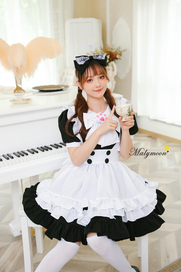【取り寄せ】【レビュー投稿で白ニーハイプレゼント】完全受注オーダー高級メイド服《かわいいコスプレ3点セット》【odrm8158】