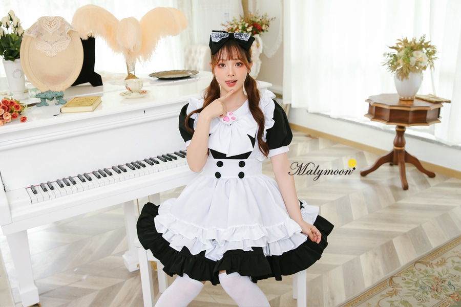 【取り寄せ】【レビュー投稿で白ニーハイプレゼント】完全受注オーダー高級メイド服《かわいいコスプレ3点セット》【odrm8158】