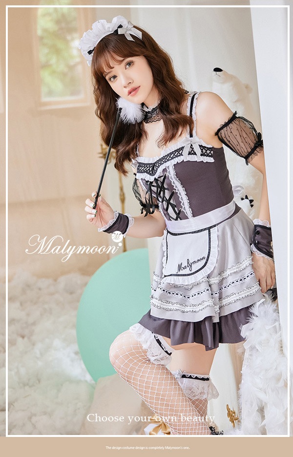 【即日発送】フレンチメイド《ハロウィンコスプレ9点セット》【Malymoon/マリームーン】【9552】