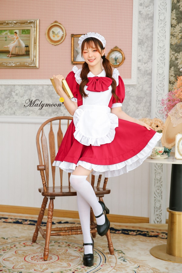 【取り寄せ】【レビュー投稿で白ニーハイプレゼント】完全受注オーダー高級メイド服《かわいいコスプレ3点セット》【odrm8159】