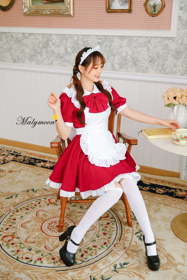 【取り寄せ】【レビュー投稿で白ニーハイプレゼント】完全受注オーダー高級メイド服《かわいいコスプレ3点セット》【odrm8159】