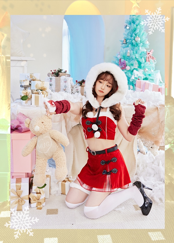 【1~3営業日で発送】ダッフルコート風サンタ《クリスマスコスプレ7点セット》【Malymoon/マリームーン】【s9631】