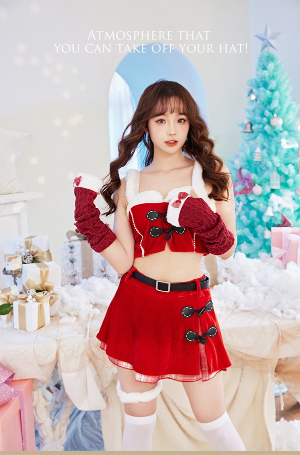【1~3営業日で発送】ダッフルコート風サンタ《クリスマスコスプレ7点セット》【Malymoon/マリームーン】【s9631】