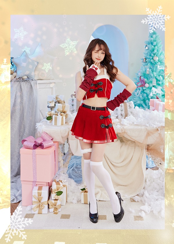 【1~3営業日で発送】ダッフルコート風サンタ《クリスマスコスプレ7点セット》【Malymoon/マリームーン】【s9631】