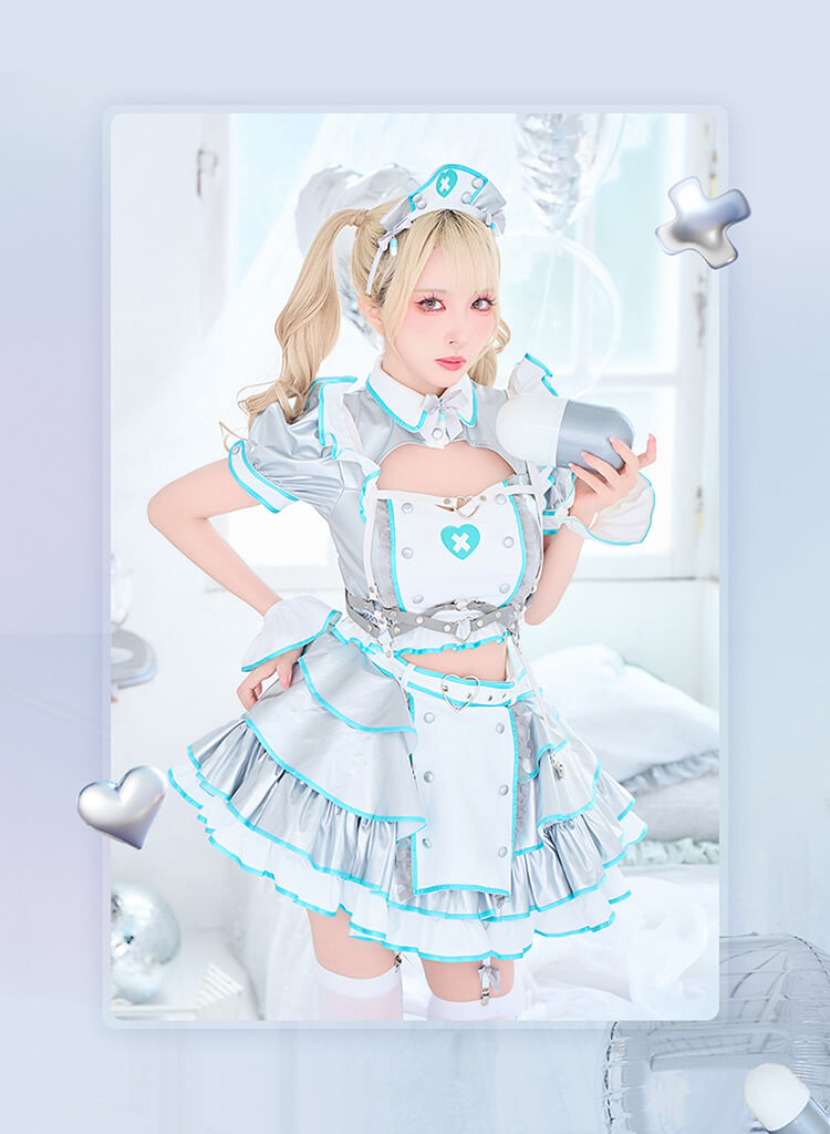 【予約-8月下旬頃より順次発送予定】メタリックサイバーナース《ハロウィンコスプレ10点セット》【Malymoon/マリームーン】【CS26071】