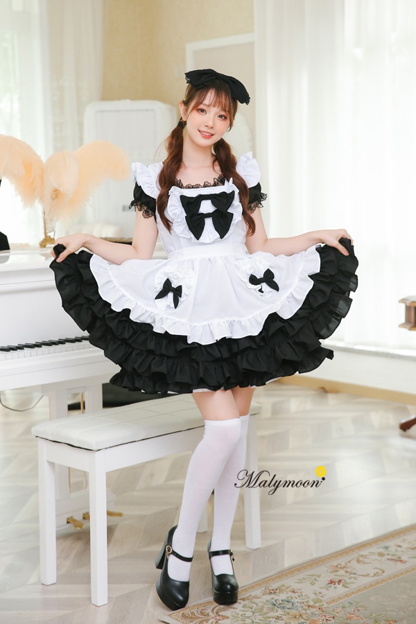 【取り寄せ】【レビュー投稿で白ニーハイプレゼント】完全受注オーダー高級メイド服《かわいいコスプレ3点セット》【odrm8162】