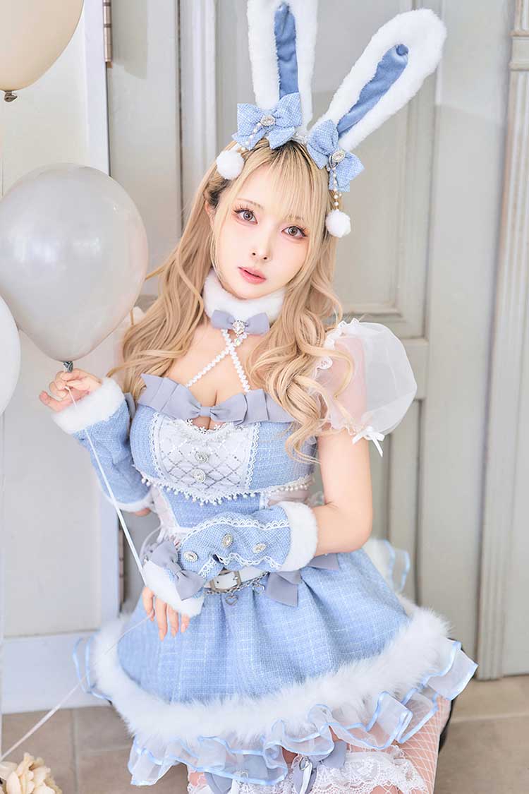 【ブラック/ライトブルーは予約】ツイードバニーセットアップ《オリジナルコスプレ12点セット》【Malymoon/マリームーン】【CS25135】