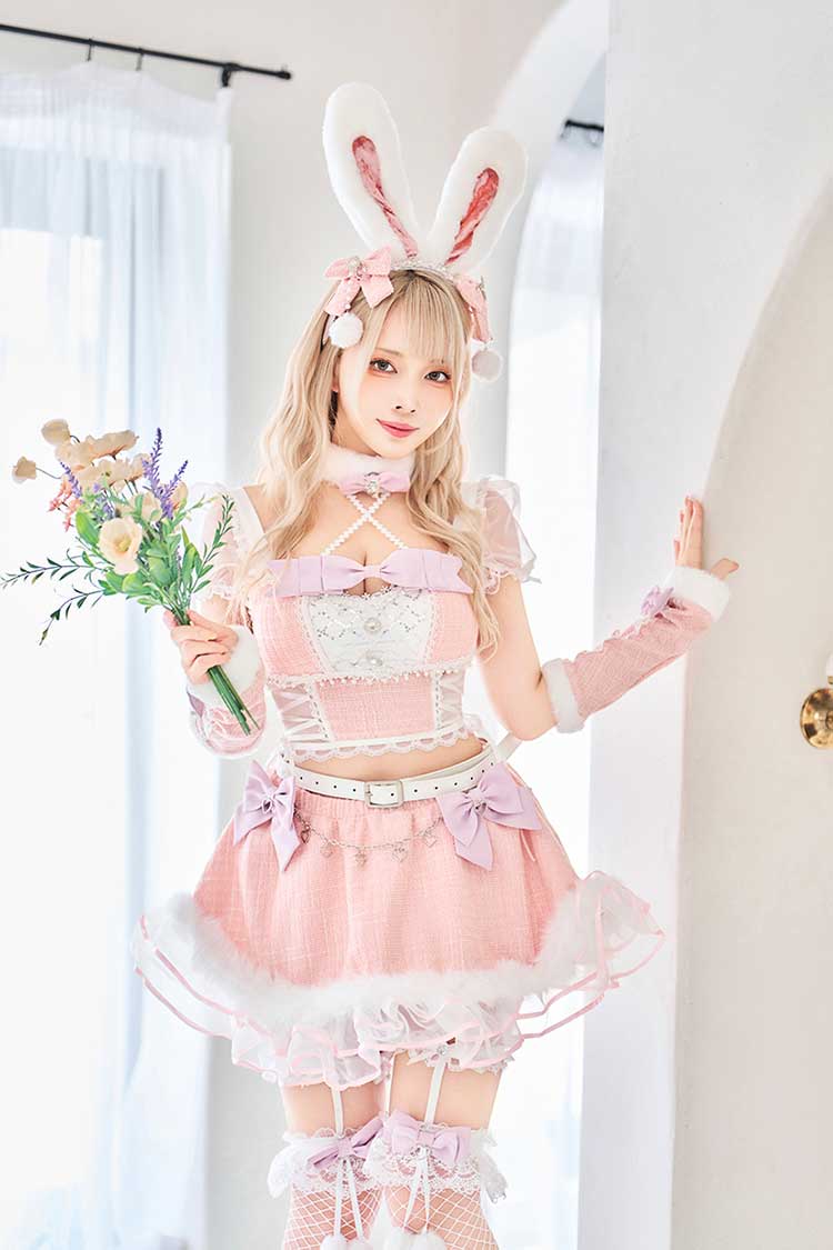 【ブラック/ライトブルーは予約】ツイードバニーセットアップ《オリジナルコスプレ12点セット》【Malymoon/マリームーン】【CS25135】