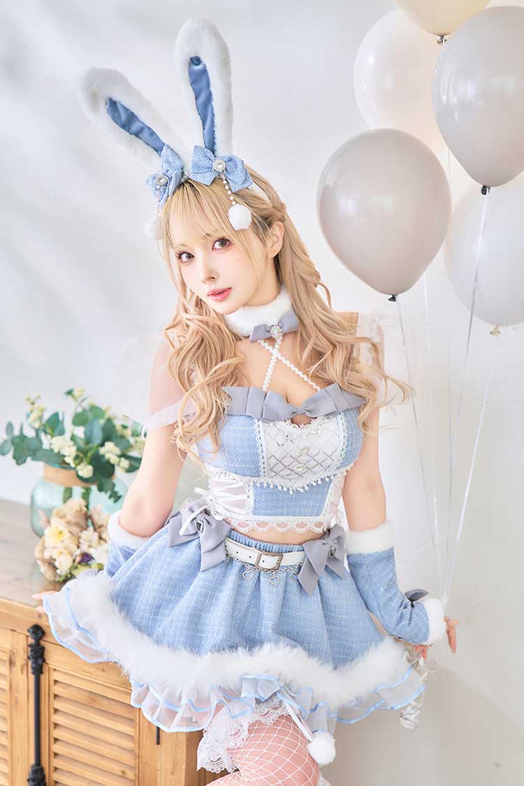【ライトブルーは予約】ツイードバニーセットアップ《オリジナルコスプレ12点セット》【Malymoon/マリームーン】【CS25135】