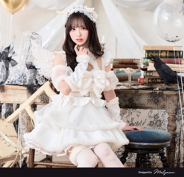 【即日発送】【藤咲凪着用】《エンジェル&デビル》ホイップリボンドレス《ハロウィンコスプレ6点セット》【Malymoon/マリームーン】【CS25002】