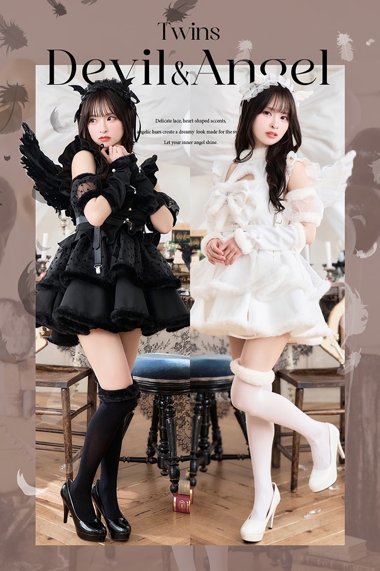 【即日発送】【藤咲凪着用】《エンジェル&デビル》ホイップリボンドレス《ハロウィンコスプレ6点セット》【Malymoon/マリームーン】【CS25002】