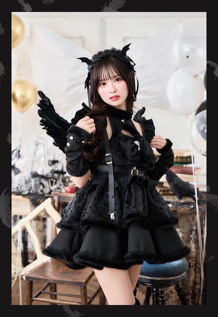 【即日発送】【藤咲凪着用】《エンジェル&デビル》ホイップリボンドレス《ハロウィンコスプレ6点セット》【Malymoon/マリームーン】【CS25002】