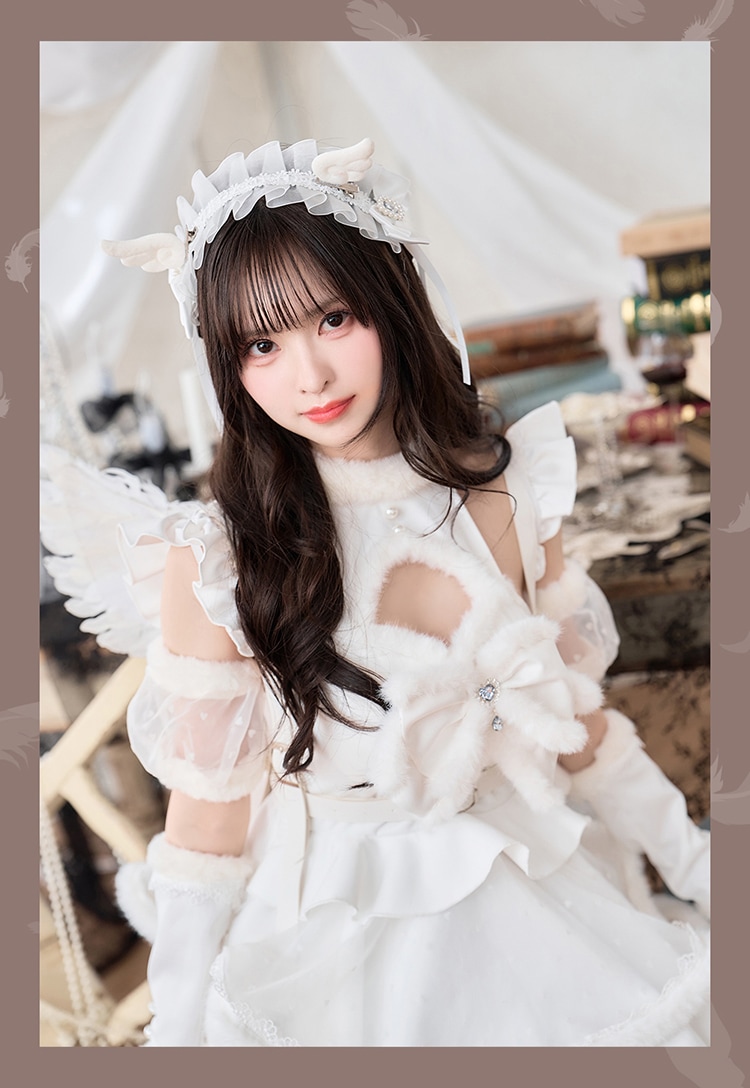 【即日発送】【藤咲凪着用】《エンジェル&デビル》ホイップリボンドレス《ハロウィンコスプレ6点セット》【Malymoon/マリームーン】【CS25002】