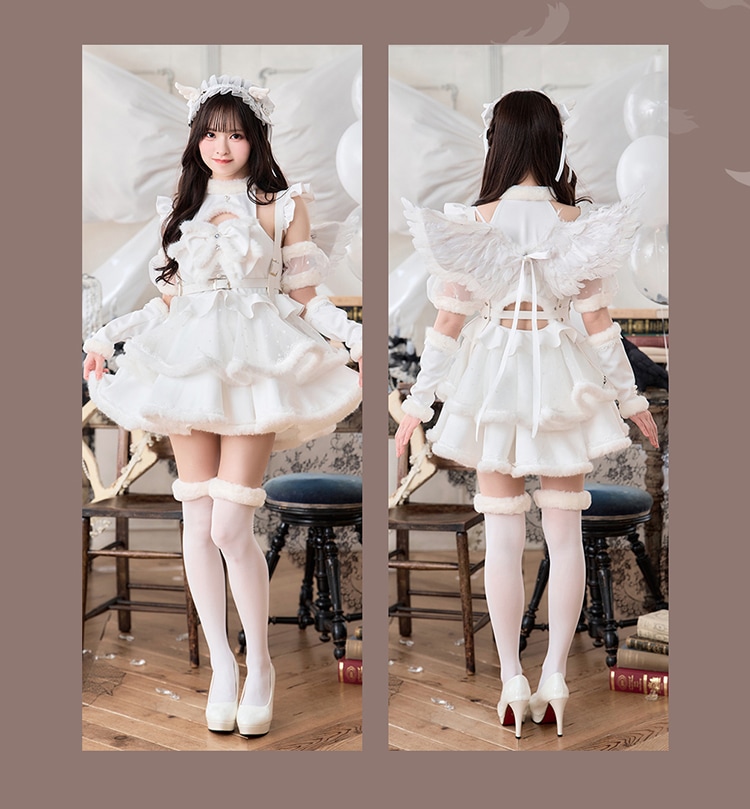 【即日発送】【藤咲凪着用】《エンジェル&デビル》ホイップリボンドレス《ハロウィンコスプレ6点セット》【Malymoon/マリームーン】【CS25002】