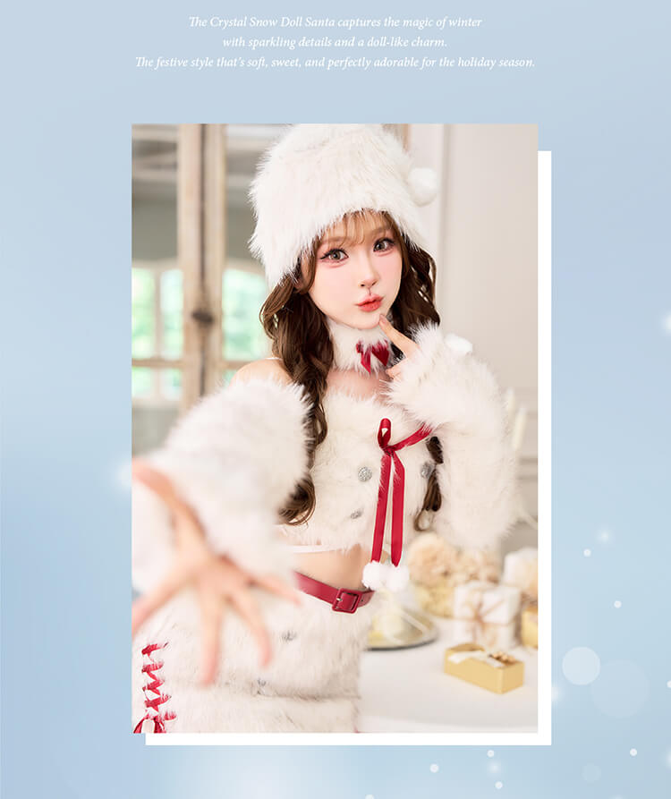 【即日発送】クリスタルスノードールサンタ《クリスマスコスプレ8点セット》【Malymoon/マリームーン】【CS25054】