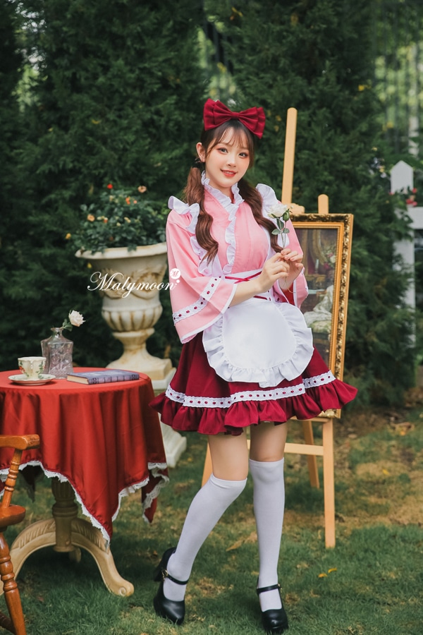 【レビュー投稿で白ニーハイプレゼント】【odr】完全受注オーダー高級メイド服《かわいいコスプレ4点セット》【odrm8164】