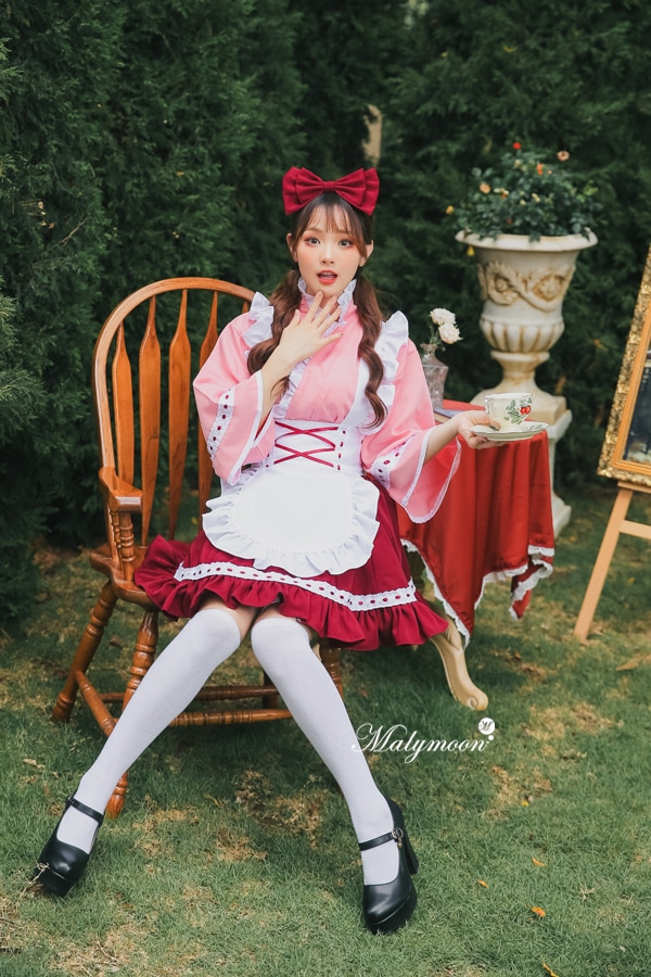 【取り寄せ】【レビュー投稿で白ニーハイプレゼント】完全受注オーダー高級メイド服《かわいいコスプレ4点セット》【odrm8164】