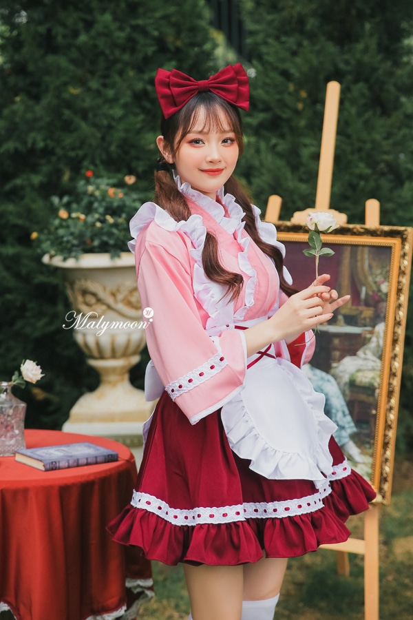 【取り寄せ】【レビュー投稿で白ニーハイプレゼント】完全受注オーダー高級メイド服《かわいいコスプレ4点セット》【odrm8164】