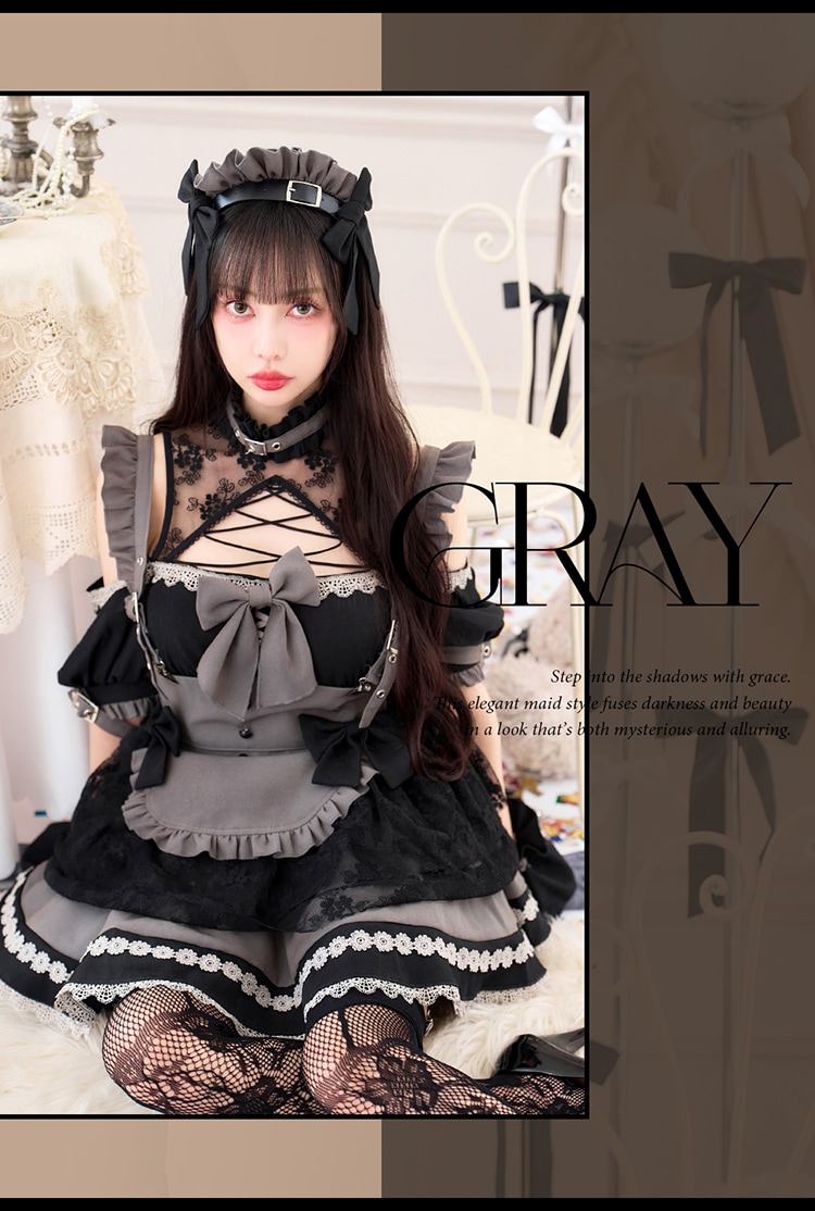 【即日発送】【中村里砂着用】ラルムノワールメイド《ハロウィンコスプレ10点セット》【Malymoon/マリームーン】【CS25018】