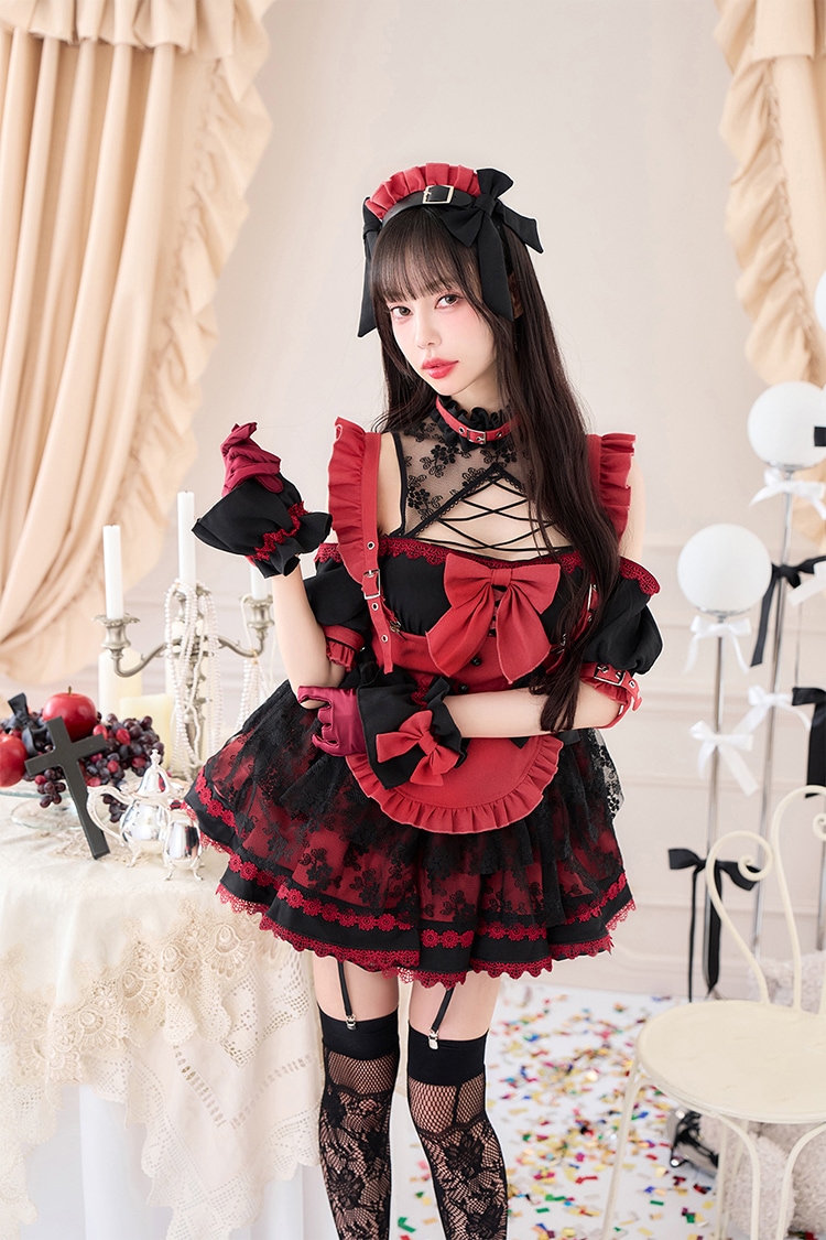 【即日発送】【中村里砂着用】ラルムノワールメイド《ハロウィンコスプレ10点セット》【Malymoon/マリームーン】【CS25018】