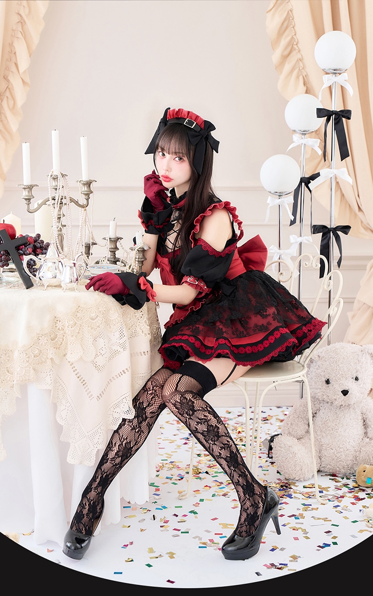 【即日発送】【中村里砂着用】ラルムノワールメイド《ハロウィンコスプレ10点セット》【Malymoon/マリームーン】【CS25018】