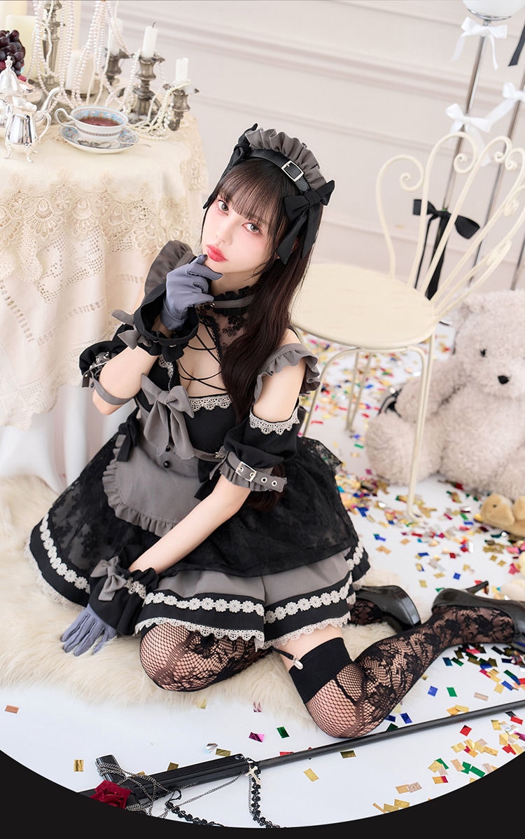 【即日発送】【中村里砂着用】ラルムノワールメイド《ハロウィンコスプレ10点セット》【Malymoon/マリームーン】【CS25018】