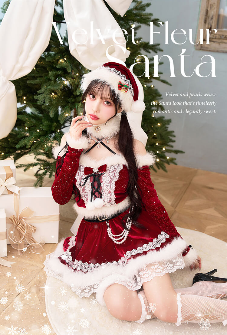 【予約-11月中旬頃より順次発送予定】【中村里砂着用】クリスタルスノークロスネックサンタ《クリスマスコスプレ10点セット》【Malymoon/マリームーン】【CS25066】