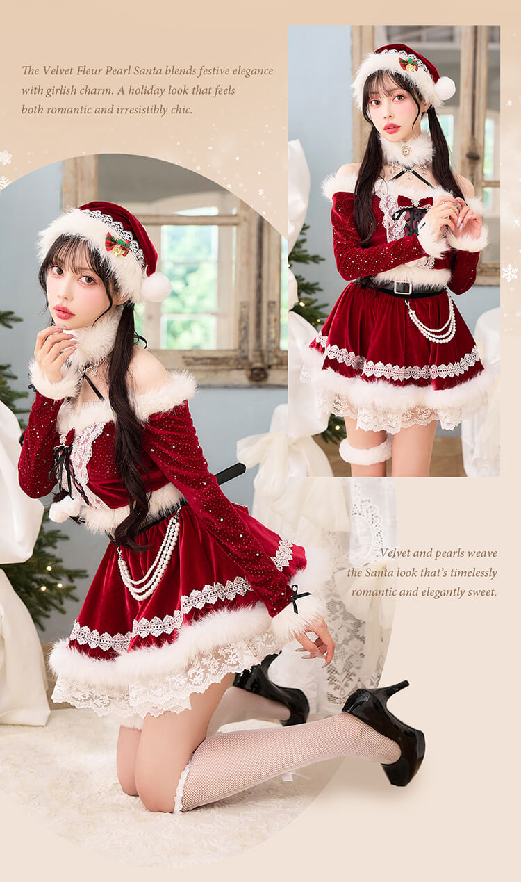 【予約-11月中旬頃より順次発送予定】【中村里砂着用】クリスタルスノークロスネックサンタ《クリスマスコスプレ10点セット》【Malymoon/マリームーン】【CS25066】