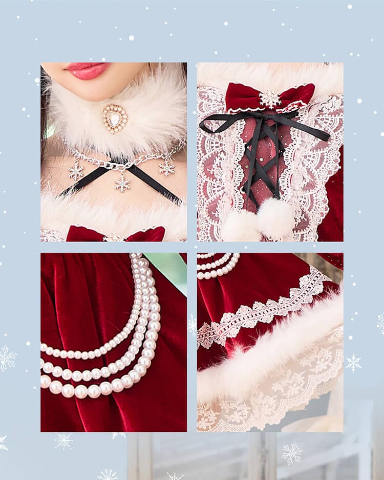 【予約-11月中旬頃より順次発送予定】【中村里砂着用】クリスタルスノークロスネックサンタ《クリスマスコスプレ10点セット》【Malymoon/マリームーン】【CS25066】