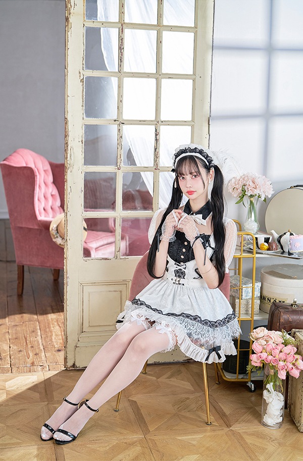 【※訳あり品※】【即納】ダマスクジャガードロイヤルメイドドレス《オリジナルコスプレ8点セット》【Malymoon/マリームーン】【10014-wake】