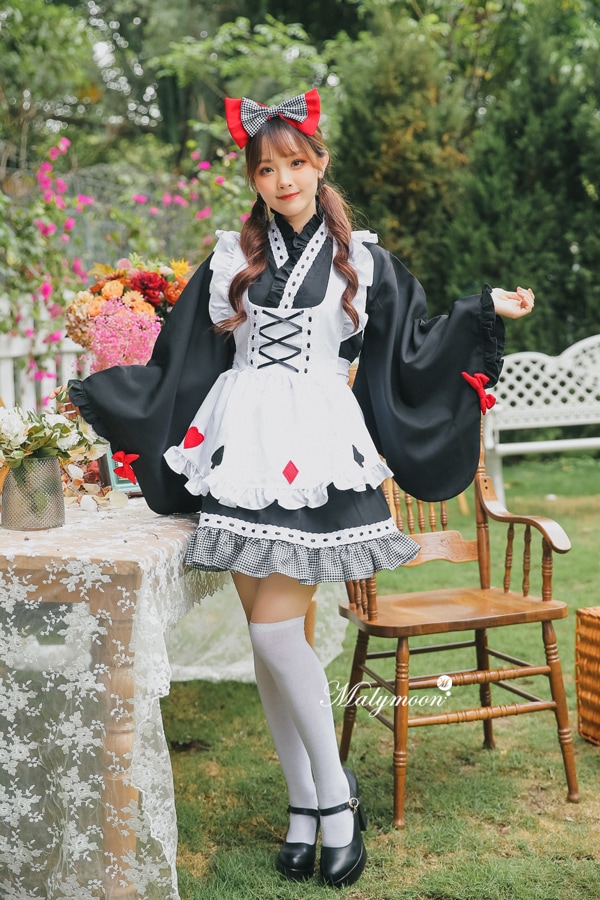 【レビュー投稿で白ニーハイプレゼント】【odr】完全受注オーダー高級メイド服《かわいいコスプレ4点セット》【odrm8165】