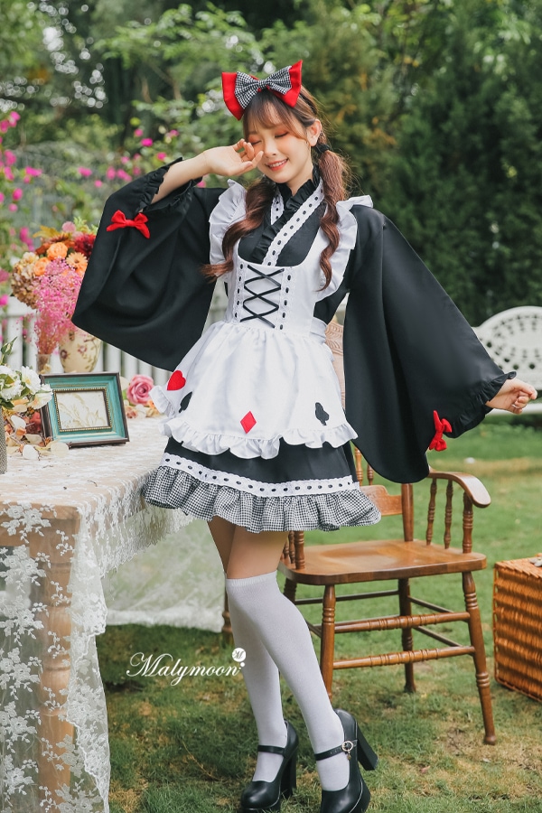 【取り寄せ】【レビュー投稿で白ニーハイプレゼント】完全受注オーダー高級メイド服《かわいいコスプレ4点セット》【odrm8165】