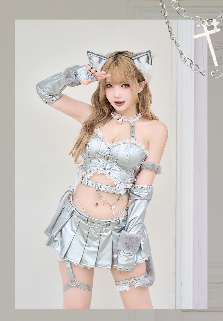 【予約-9月中旬頃より順次発送予定】【シスルコラボ】メタルクロスボンテージキャット《ハロウィンコスプレ12点セット》【Malymoon/マリームーン】【CS25045】